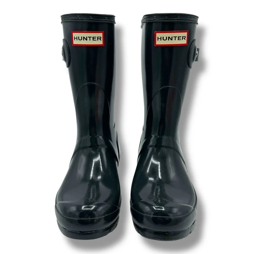 Hunter Kids Original Short Gloss Rain‎ Boots Black Size US 5 FS1000RGL